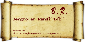 Berghofer Renátó névjegykártya